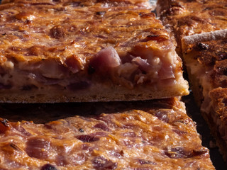 Swabian pie outdoor grilled in free nature
