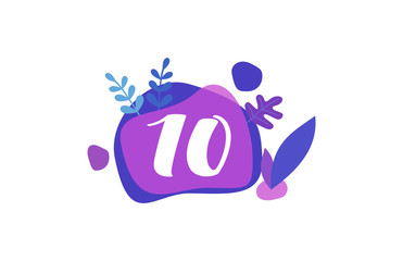 10 Years Anniversary Modern purple Blue Flat Design