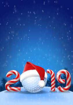 Golf ball in hat with candy cane