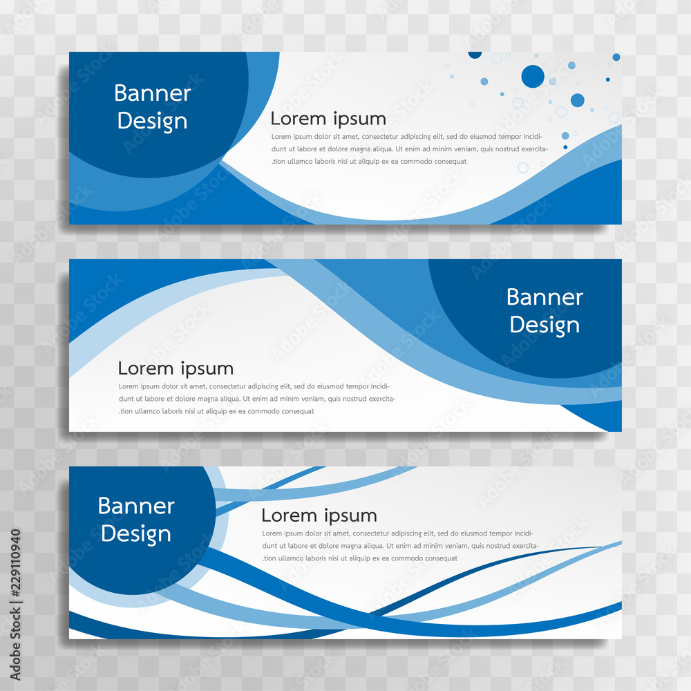 Wall mural a set of blue banner templates designed for the web and various headlines are available in three dif