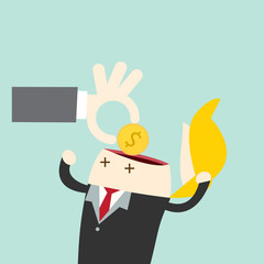 hand giving salary to worker