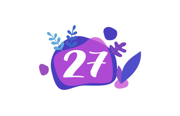 27 Years Anniversary Modern purple Blue Flat Design