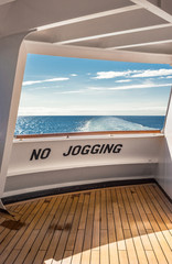 South view across Queen Charlotte Sound, BC, Canada from cruise ship deck.