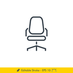 Office Chair Icon / Vector - In Line / Stroke Design
