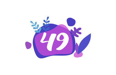 49 Years Anniversary Modern purple Blue Flat Design