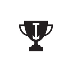 initial letter I logo trophy vector