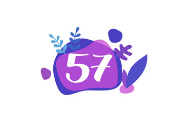 57 Years Anniversary Modern Purple Blue Flat Design