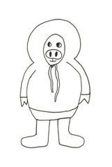 Obraz na płótnie Canvas Hand drawn snow winter new year Christmas pig cartoon cute