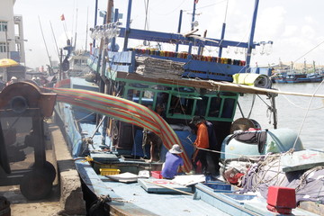 ベトナムのクイニョンにある港市場