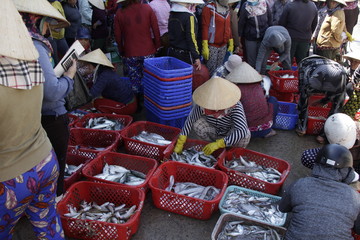 ベトナムのクイニョンにある港市場