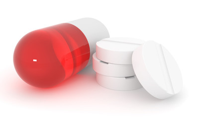 Pills capsules isolated on white background
