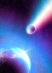 Obraz premium Purple planet in the space