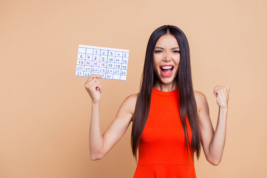Close up photo portrait of mad cheerful with open mouth girl hol