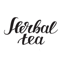 Fototapeta na wymiar Herbal tea. Hand drawn typography poster. 