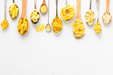 Variety of types and shapes of Italian pasta - obrazy, fototapety, plakaty