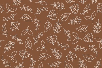 leaves outline seamless pattern for use as wrapping paper gift,fabric