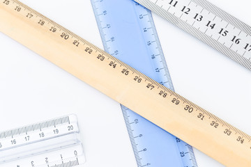 Set of measuring rulers isolated on white background