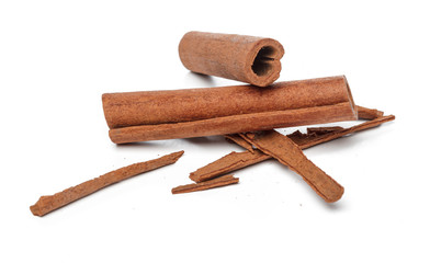 Cinnamon sticks isolated on white background