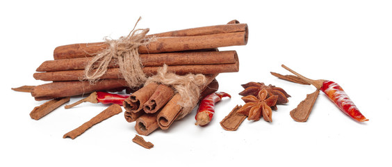 Cinnamon sticks isolated on white background