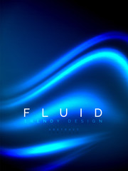 Neon glowing wave, magic energy and light motion background. Vector illustration