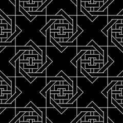 Black and white geometric ornament. Seamless pattern