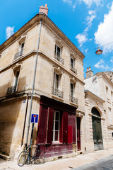 Corner in old narrow street of city centre of Bordeaux