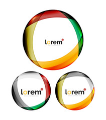 Set of geometric shape convergence logo design templates