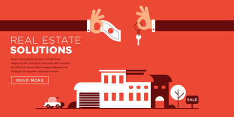 Real Estate Web Header Flat Design