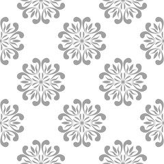 Fototapeta na wymiar White and gray floral seamless pattern
