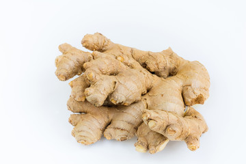 Ginger root on white background.