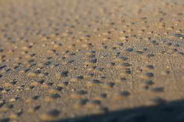 water drops on sand