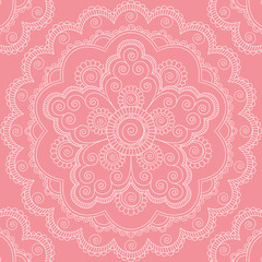 Seamless pattern with mandala ornament. Hand drawn illustration