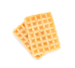 Delicious waffles on white background
