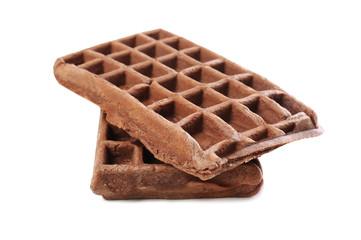 Delicious waffles on white background