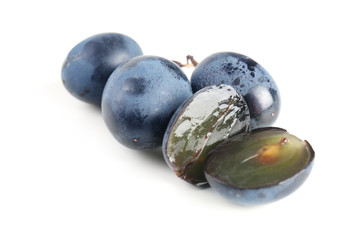 Ripe sweet grapes on white background