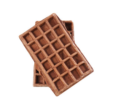 Delicious waffles on white background