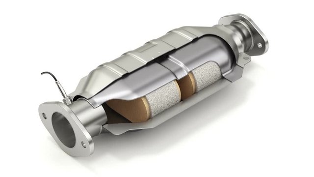 Cross section of catalytic converter animation