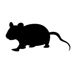  cartoon  rat  vector illustration  black silhouette profile 