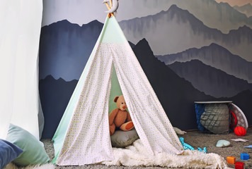 Cozy play tent for kids in child room