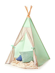 Cozy play tent for kids on white background