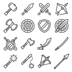 Vector set of fighting knight swords icons