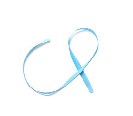 Blue ribbon on white background