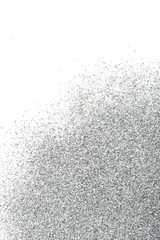 Background of the silver sparkles on white.