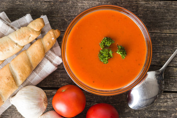 Cold gazpacho soup.