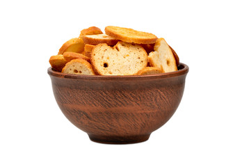 Bruschetta crackers in a bowl
