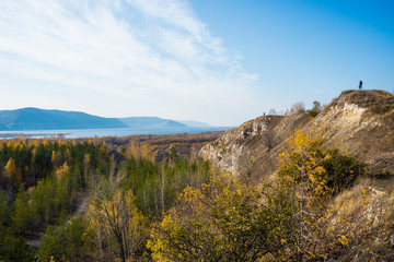 Fototapeta premium Tsarev kurgan. Attraction of the Samara region. On a Sunny autumn day
