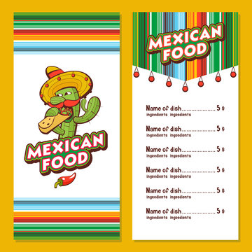 A set of popular Mexican fast food dishes. Vector illustration in cartoon style.