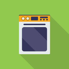 Oven flat icon isolated on blue background. Simple Oven sign symbol in flat style. Kitchen Appliances Vector illustration for web and mobile design.