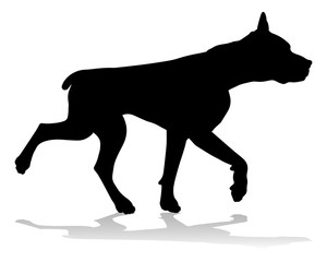 A detailed animal silhouette of a pet dog