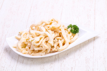Marinated squid served parsley